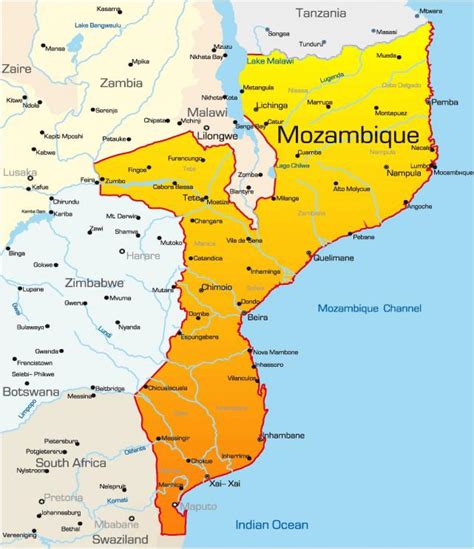 Distance between cities Mozambique .